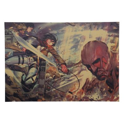TIE LER Attack On Titan Retro Posters Japanese Anime Kraft Paper Room Bar Home Art Painting 1 - Anime Posters Shop